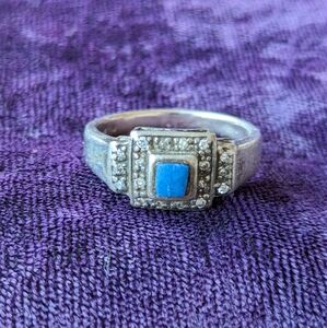 Vintage 925 Sterling Silver Art Deco Ring, Size 9